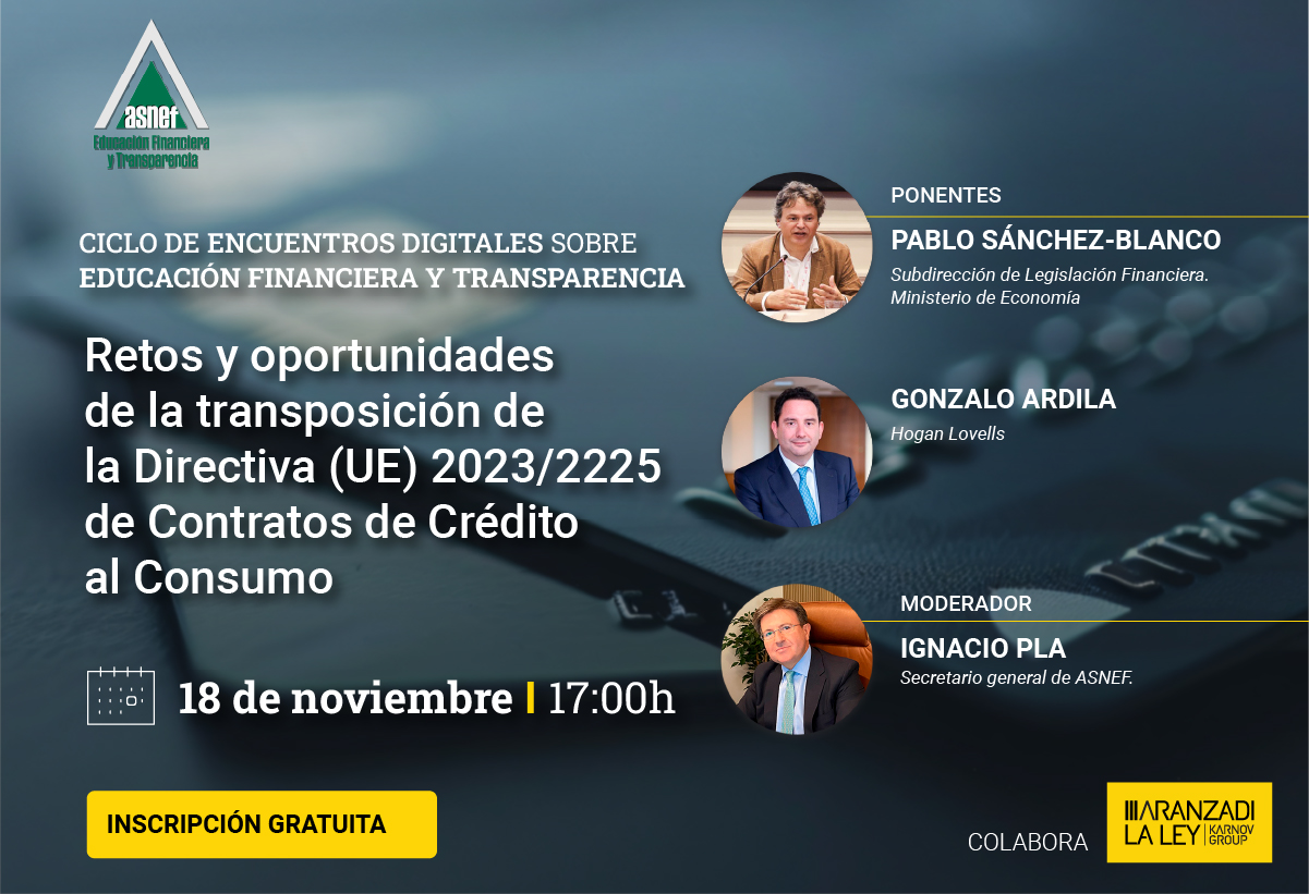 Webinar: «Retos y oportunidades de la transposición de la directiva (UE) 2023/2225 de contratos de crédito al consumo»